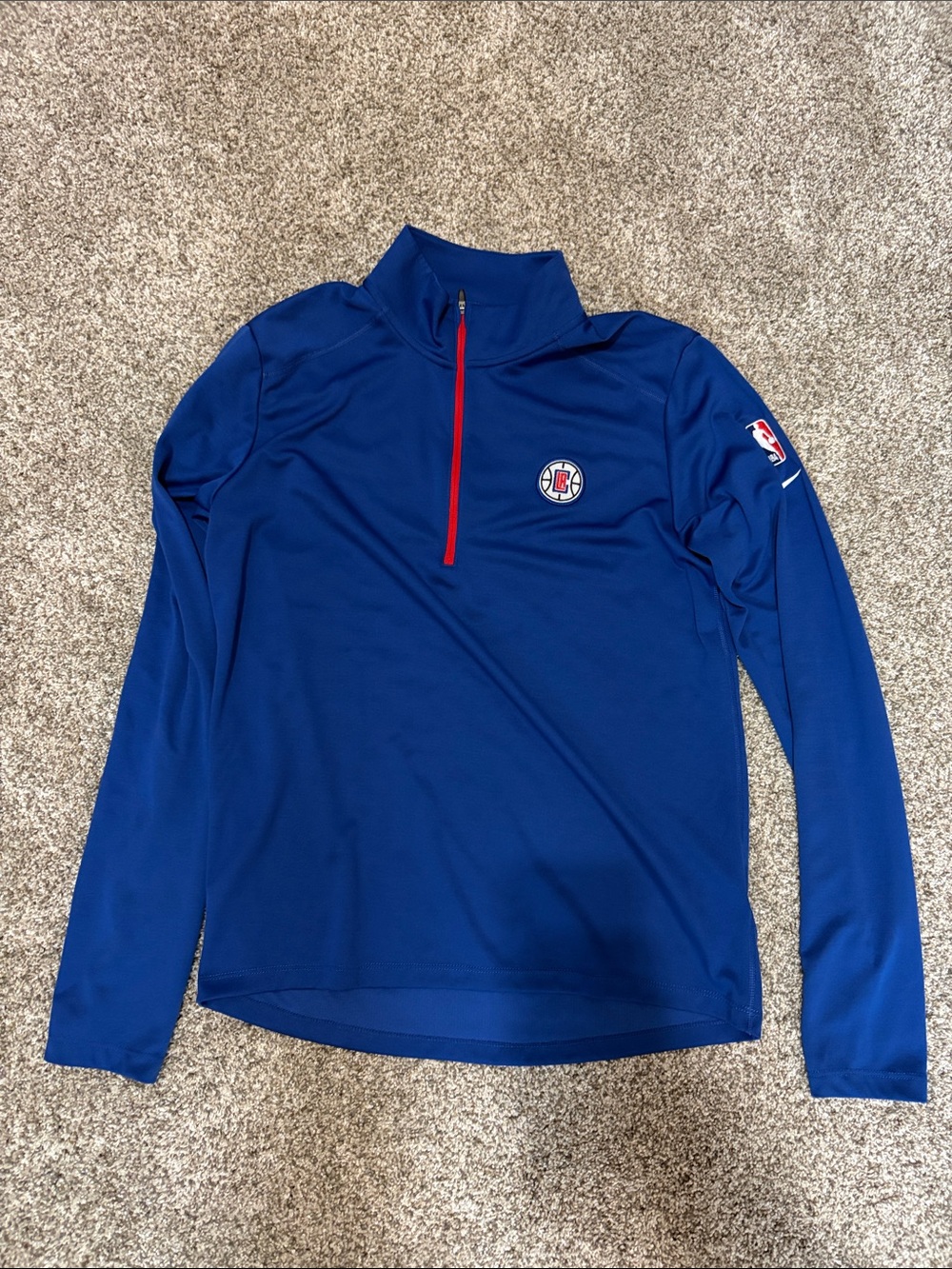 Nike Blue LA Clippers Quarter-Zip Pullover with Red Zip